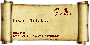 Fodor Miletta névjegykártya